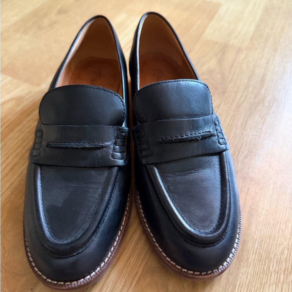 Madewell Black Leather Penny Loafers